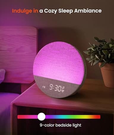 Dreamegg Sunrise 1 - Sunrise Alarm Clock, Sound Machine for Sleep, Customizable Sleep Routines, Dimmable Night Light, 29 Soothing Sounds, White Noise Machine, Wake Up Light for Bedrooms(Blue) - Image 7