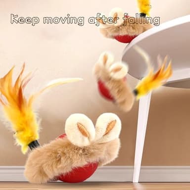 JLDVP Cat Interactive Ball Toy with Feather, The Upgrade Agile Moving Cats Ball, Touching Automatic Moving for Bored Indoor Adult, 3-in-1 Pet Toy for Indoor - Image 5