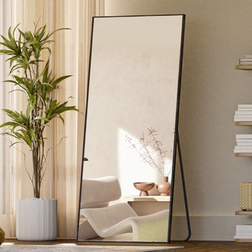 Koonmi 71"x26" Mirror Full Length, Standing Hanging or Leaning Against Wall Floor Mirrors, Full Body Floor Mirror for Bedroom Living Room, Black - Image 1