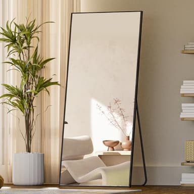 Koonmi 71"x26" Mirror Full Length, Standing Hanging or Leaning Against Wall Floor Mirrors, Full Body Floor Mirror for Bedroom Living Room, Black - Image 1