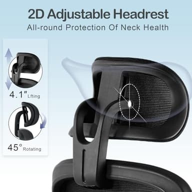 Estevo Ergonomic Office Chair with Tilt-Lock, Home Office Desk Chair with Auto Lumbar Support, High Back Mesh Desk Chair with Adjustable Headrest, Swivel Task Chair or Study Room Bedroom,Black - Image 6