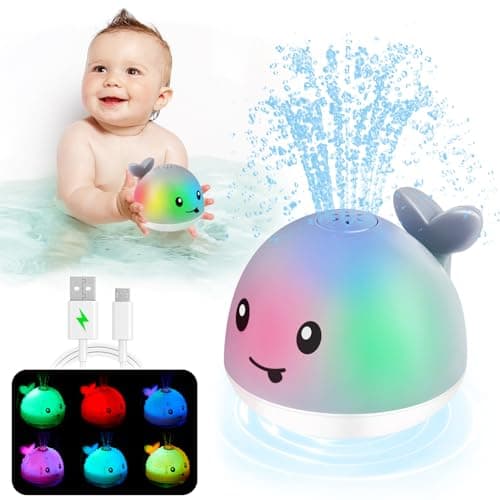 ANGGIKO Baby Bath Toys, Toddler Bath Toys for Kids Ages 1-3, Light Up Whale Bath Toy Sprinkler, Pool Water Table Infant Baby Toys 6-12-18 Months, Bathtub Fountain Toy, Toddler 1st Birthday 1 2 3 Gifts - Image 1