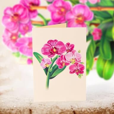 Airpark Pop Up Flower Card, 3D Paper Flowers Bouquet – 14" Orchids, Birthday, Mother’s Day, Get Well Greeting Cards with Note Card & Envelope - Image 4