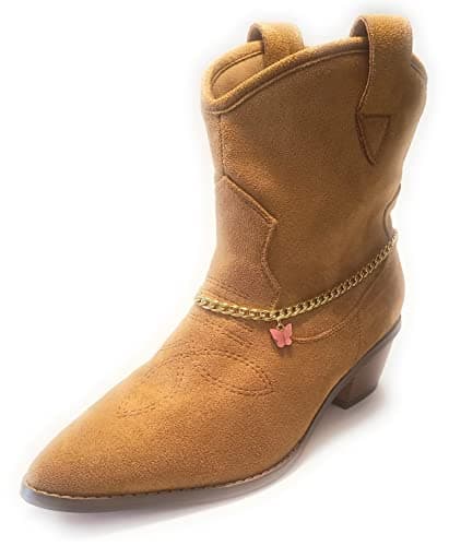 Pink Butterfly Charm Boot Jewelry Bracelet Chain Adjustable Size 16 Inch - Image 1