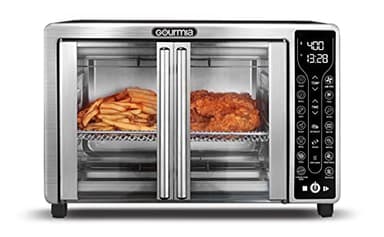 Gourmia Toaster Oven Air Fryer Combo 17 cooking presets 1700W french door digital air fryer oven 24L capacity accessories, convection rack, baking pan tray recipe book GTF7655,Large,Stainless Steel - Image 1