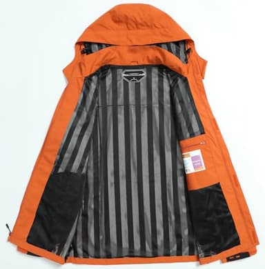 OTU Men's Lightweight Waterproof Hooded Rain Jacket Outdoor Raincoat Shell Jacket for Hiking Travel Orange XL - Image 3