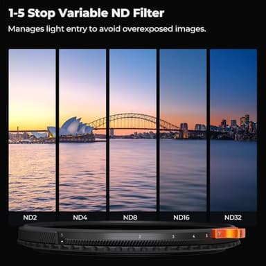 K&F CONCEPT 67mm True Color Variable Fader ND2-32 ND Filter and CPL Circular Polarizing Lens Filter in 1 for Camera Lens Neutral Density Polarizer Filter (Nano-X Series) - Image 5
