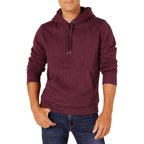 Amazon Essentials Men's Pullover Sweatshirt Hoodie, Big & Tall Options Available, Burgundy, X-Large - Image 1