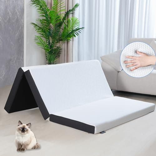 Roxzo 4-inch Full Size Memory Foam Trifold Mattress with Washable Fabric Cover, Foldable Floor Mattress for Camping & Guest Beds, 73x52x4 inches - Image 1