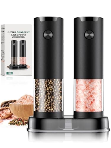 Electric Salt and Pepper Grinder Set Automatic Battery Pepper Mill Shakers Adjustable Coarseness Upgraded Larger Capacity with Led Home and Kitchen Appliances for New House Warming Gifts - Image 1