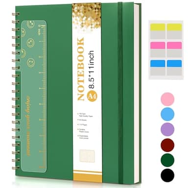 Spiral Notebook Journal 8.5” x 11”, A4 Large Notebooks for Women Men, College Ruled Lined Journal, 100 GSM Paper, Hardcover Spiral Bound Journals for Work School Writing Note Taking Business, Green - Image 1