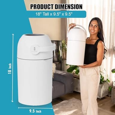 L.A. BABY Magic Diaper Pail - Patented 100% Odor-Free System with Child-Safe Lock - Award-Winning Design - No Refills Required - Works with Regular Trash Bags - White - Image 3