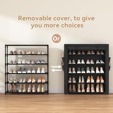 VILICK Shoe Rack with Cover, 5 Tier Shoe Organizer Storage for 20-24 Pair Shoes and Boots Large Shoe Storage Shelf Space Saving Vertical Shoe Rack for Closet, Front Door Entrance, Dorm, Garage - Image 5