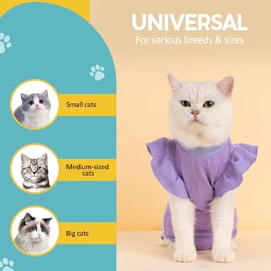 Avont Cat Recovery Suit - Post-Surgery Onesie for Cats, Alternative to Cone of Shame, Protective Spay Suit for Female Kitten, Ideal for Healing and Skin Conditions -Purple(S) - Image 6