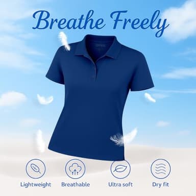Animal Den Women's Dry-Fit Golf Polo Shirts 3-Button Golf Polo's in 20 Colors XS-3XL Shirt ROYAL-3XL - Image 5