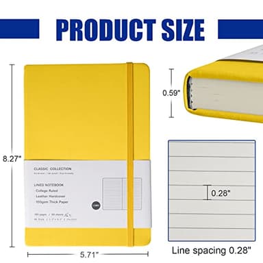 EMOMAS Lined Journal Notebook, 6Pack(bright yellow), 160 Pages, Medium 5.7 inches x 8 inches - 100 gsm Thick Paper, Hardcover - Image 2