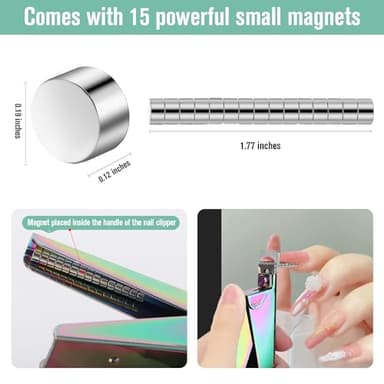 rhinocats Acrylic False Nail Clippers with Magnets Sizer,Nail Tip Cutter with Length Measurement,Stainless Steel Nail Manicure Set for Salon Home Nail,Rainbow Color - Image 4