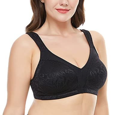 Wingslove Women's Full Coverage Non Padded Comfort Minimizer Wire-Free Bra Plus Size(Black,38DD) - Image 4