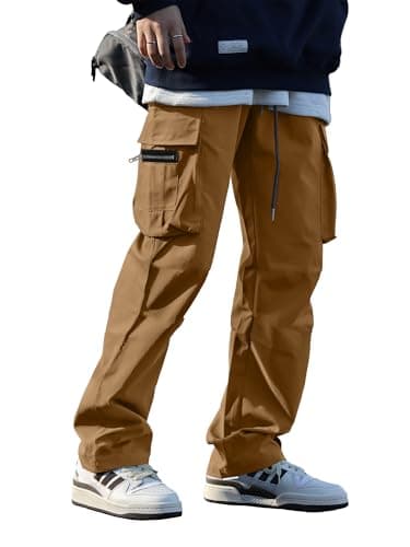 HOTake Men's Casual Cargo Joggers Sweatpants - Brown, X-Large - Image 3