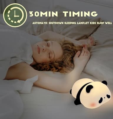 HAPPYBAG Panda Gifts, Cute Rechargeable Panda Lamp for Kids Room, Silicone Touch Night Light for Baby Nursery, Dimmable Lamp for Bedrooms - Image 5