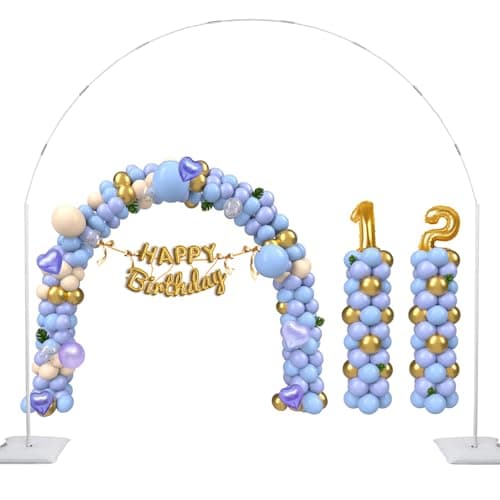 GIMCALO Balloon Arch Stand Kit, 2IN1 Metal Balloon Column Arch with Weighted Water Bag for Birthday, Graduation Ceremony, Baby Baptism, Wedding, Engagement , Various Festival Party Decoration - Image 1
