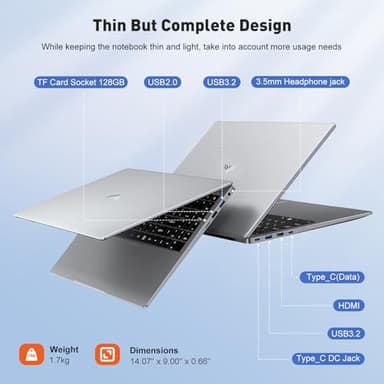 KAIGERR Laptop, 2025 Laptop with Intel Quad-Core Processor(Up to 3.6GHz), 16GB DDR4 512GB SSD Laptop Computer, Windows 11 Laptop, 15.6" IPS 1080P, Metal Shell, USB3.2, Long Battery Life - Image 4
