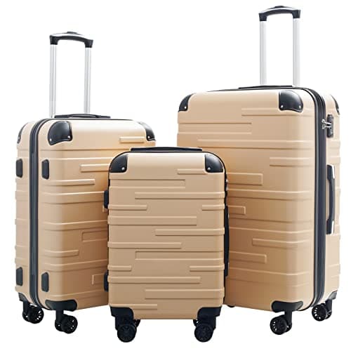Coolife Luggage Expandable(only 28") Suitcase 3 Piece Set with TSA Lock Spinner 20in24in28in (champagne) - Image 1