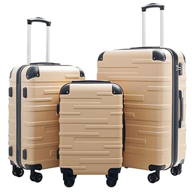 Coolife Luggage Expandable(only 28") Suitcase 3 Piece Set with TSA Lock Spinner 20in24in28in (champagne) - Image 1