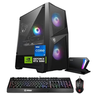 msi Codex R2 RTX 5060 VR Ready AI Gaming Desktop, Intel i7-13700F (Beats i9-12900), NVIDIA RTX 5060, RGB Light, 64GB DDR5 RAM, 4TB SSD, Gaming Mouse & Keyboard, Bundle with SL660 512GB Portable SSD - Image 1