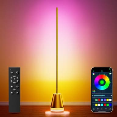 Keepsmile Smart RGB LED Corner Floor Lamp,172 LEDs Bright Standing Lamps for Living Room with APP and Remote,Modern Floor Lamp with Music Sync and 16 Million Colors, Ambient Lighting for Bedroom Gold - Image 1