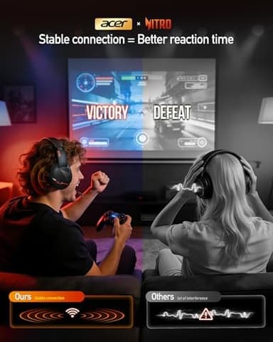 acer Wireless Gaming Headset, PS5 Headset with 2.4GHz for Ps5, Ps4, PC, Switch, Bluetooth 5.3 + 100Hrs Gaming Headphones with Noise Canceling Mic for Laptop, Mobile, Mac, 50mm Drivers (Black - Image 6