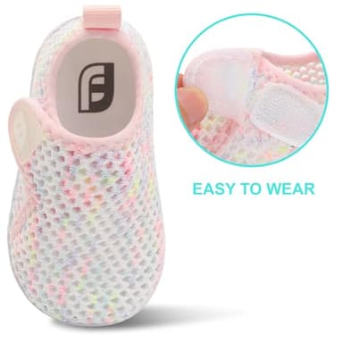 Baby Water Shoes Barefoot Aqua Shoe Swim Shoes for Beach Sandals Indoor Outdoor Activity Mesh ColorPinkYellow 2.5-3 Years Toddler - Image 2