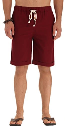 NITAGUT Men's Linen Casual Classic Fit Short (XL(US 41-44), 07 Wine Red) - Image 3