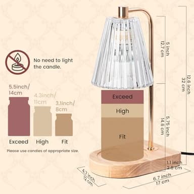 Marycele Candle Warmer Lamp with Timer Dimmer, Wax Melt Warmer with 2 Bulbs for Jar Candles, Graduation Birthday Gifts for Mom Women Sister Friend, Housewarming Gifts for New Home Room Office Decor - Image 6