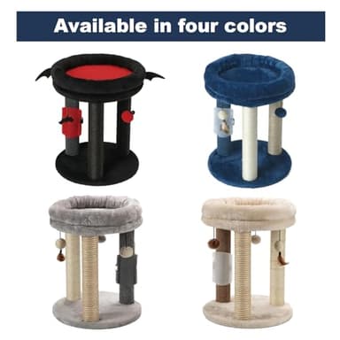 MECOOL Cat Scratching Post Tree with Tower Soft Bed.Natural Quality Sisal Carpet Jute Scratch Posts with Three Hanging Ball Toys and Massage Brush for Indoor Cats and Kittens Blue - Image 8