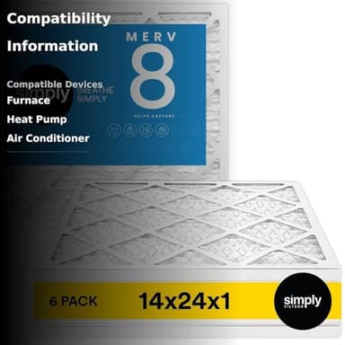 Simply 14x24x1 Air Filter, MERV 8, MPR 600, 6 Pack, For Home AC Furnace & HVAC (Actual Size: 13.75"x23.75"x0.75") DUST, Pet, & Allergy Control - Image 3