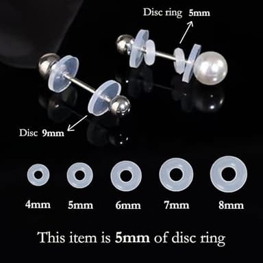 Melimarry 0.2 Inch Silicone Earring Backs Stopper Rings for Piercings, Clear Discs Rings Stabilizer Pads, Non Pull Piercing Discs Rings, 5mm Earlobe Support Patches (50 pcs), ML-DIS-RING-2024 - Image 4