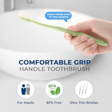 Extra Soft Toothbrushes for Adults Sensitive Gums, Upgraded 20000 Soft Micro Nano Bristles Toothbrush with 8 Holes, Compact Small Head Portable Toothbrush for Pregnant Women, Elderly (6 Pack) - Image 7