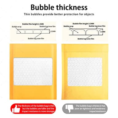 packbabol Kraft Bubble Mailers 8.5x11 Inch 50 Pcs,Small Self-Sealing Mail Shipping Bags,Yellow Padded Envelopes #2 - Image 4