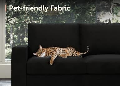 HONBAY Sectional Sleeper Sofa with Pull Out Bed U-Shape Sectional Couch with Storage Chaise 6 Seater Sleeper Sectional Sofa Bed, Velvet Black - Image 6