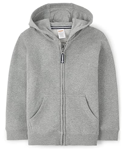 Gymboree Boys and Toddler Long Sleeve Zip Up Hoodie Sweatshirt, Heather Grey, 2T - Image 1