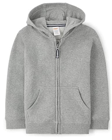 Gymboree Boys and Toddler Long Sleeve Zip Up Hoodie Sweatshirt, Heather Grey, 2T - Image 1