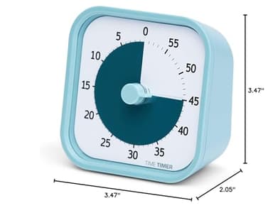 TIME TIMER Home MOD - 60 Minute Kids Visual Timer Home Edition - for Homeschool Supplies Study Tool, Timer for Kids Desk, Office Desk and Meetings with Silent Operation (Lake Day Blue) - Image 8