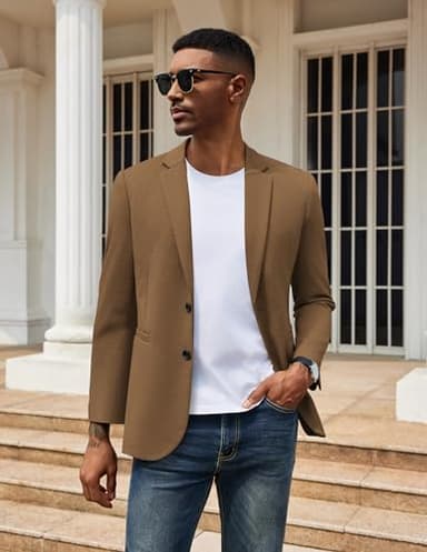 COOFANDY Mens Dress Sport Coats Casual Stylish Suit Jacket Blazer Big and Tall Brown - Image 4