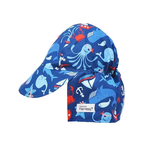 Flap Happy Baby Boy's UPF 50+ Original Flap Hat, Nautical Fun