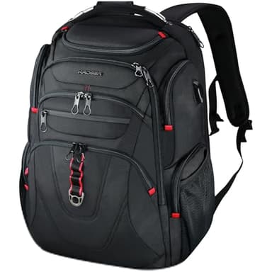 KROSER TSA Friendly Travel Laptop Backpack 17.3 inch XL Computer Backpack Water-Repellent College Daypack Business Backpack with RFID Pockets & USB Port for Men/Women-Black - Image 1