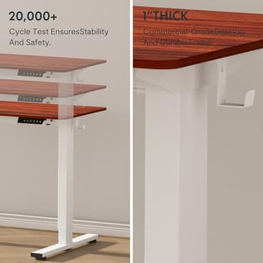 FLEXISPOT EN1 One-Piece Standing Desk 48 x 30 Inch Height Adjustable Desk for Home Office and Computer Workstation (White Frame + 48" Mahogany Top, 2 Packages) - Image 6