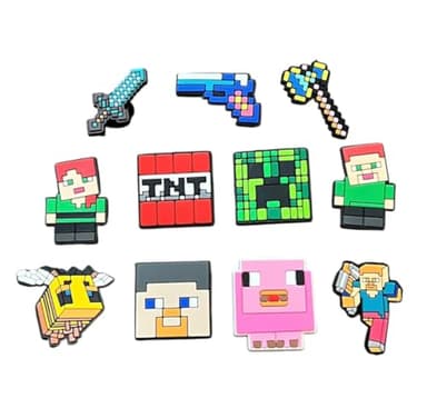 Mine Craft Character Shoe Charms Set, 11 Pieces, Game-Themed Decorative Accessories