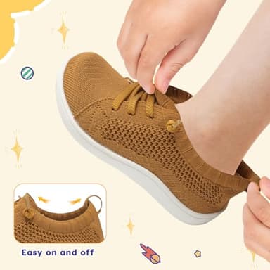 LeIsfIt Toddler Wide Shoes Girls Boys Barefoot Shoes Kids Zero Drop Minimalist Sneakers Breathable Slip on Tennis Sneakers Brown 8 Toddler - Image 4