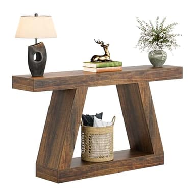 Tribesigns Farmhouse Console Table, 55-Inch Rustic Sofa Table with Storage, Industrial Wooden Entryway Table for Hallway, Living Room, Dark Brown - Image 8